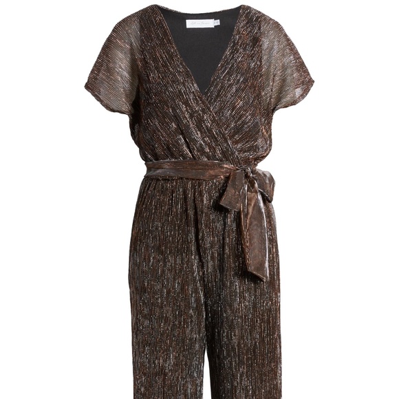 Metallic Surplice Jumpsuit - Picture 3 of 8
